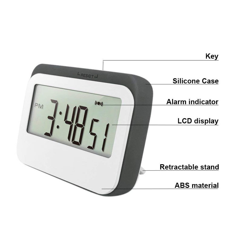 VPAL Digital Kitchen Timer 12/24 Hours Alarm Clock with Magnetic Back and Retractable Stand, Large LCD Display - Image 2